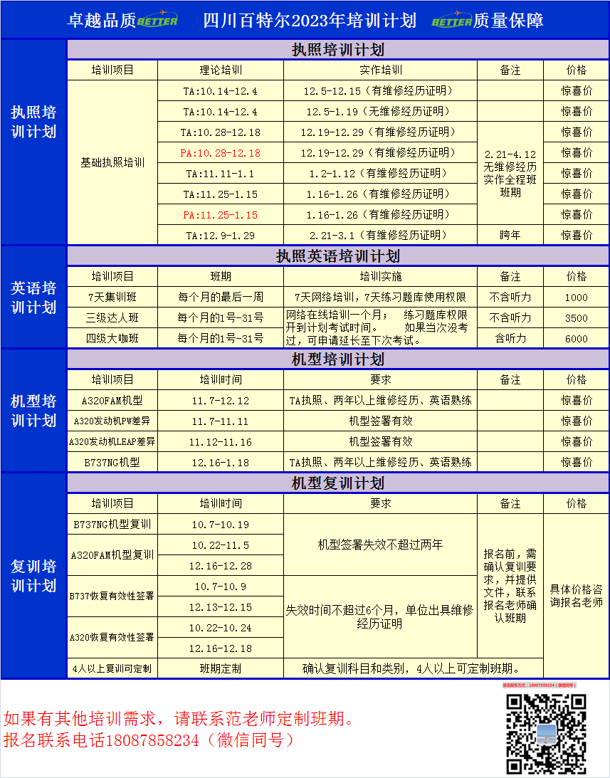 百特尔执照、英语、机型、复训培训计划.png